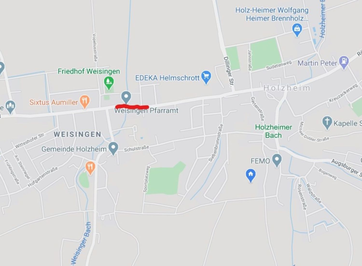 Umleitung in Weisingen in Richtung Holzheim